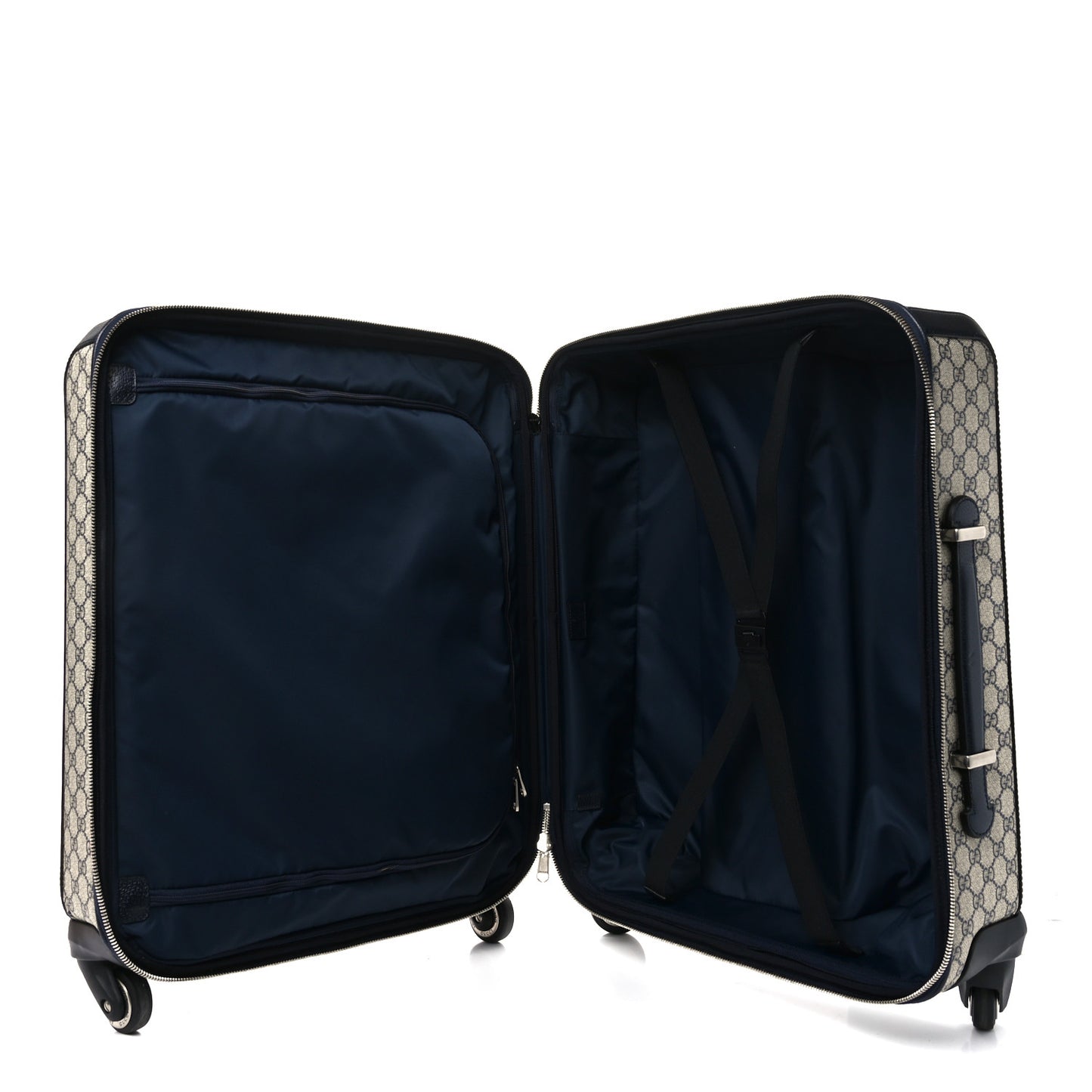 GG Supreme Monogram Textured Dollar Calfskin Web Savoy Cabin Plus Trolley Beige Blue
