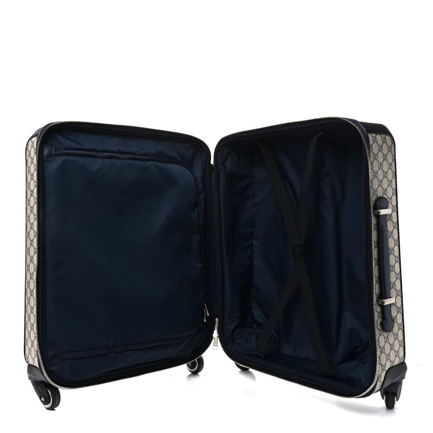 Gucci GG Supreme Monogram Textured Dollar Calfskin Web Savoy Cabin Plus Trolley Beige Blue 4 of 9