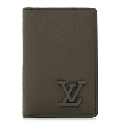 Louis Vuitton Grained Calfskin Aerogram Pocket Organizer Khaki 1 of 7