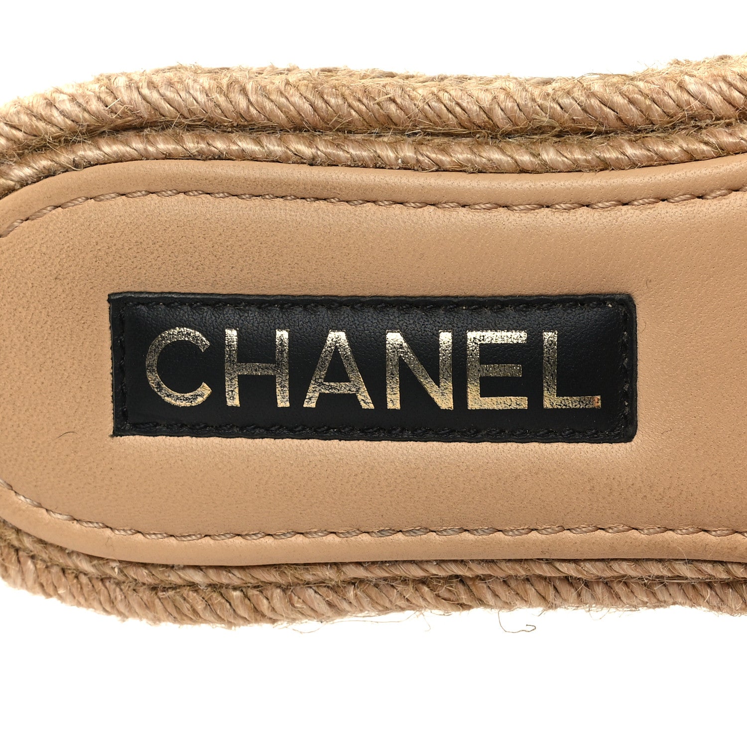 Chanel Lambskin CC Embossed Espadrille Mule Sandals 36 Beige 8 of 8
