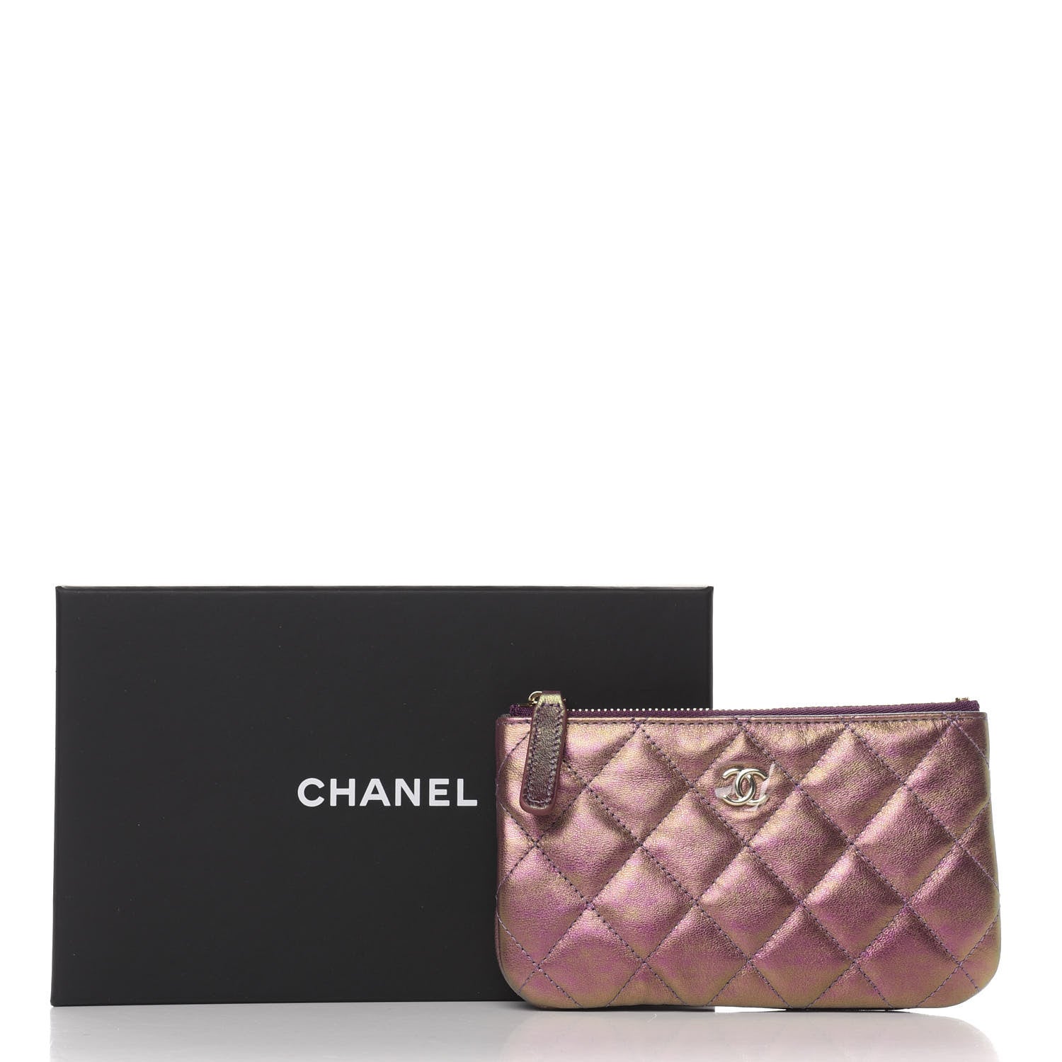 Chanel Iridescent Lambskin Quilted Small Cosmetic Case Purple 8 of 8