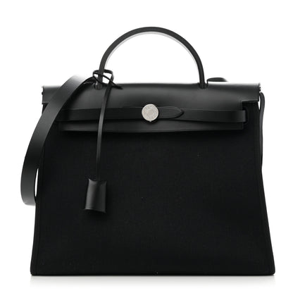 Hermes Military Toile Vache Hunter Herbag Zip PM 31 Black 1 of 11