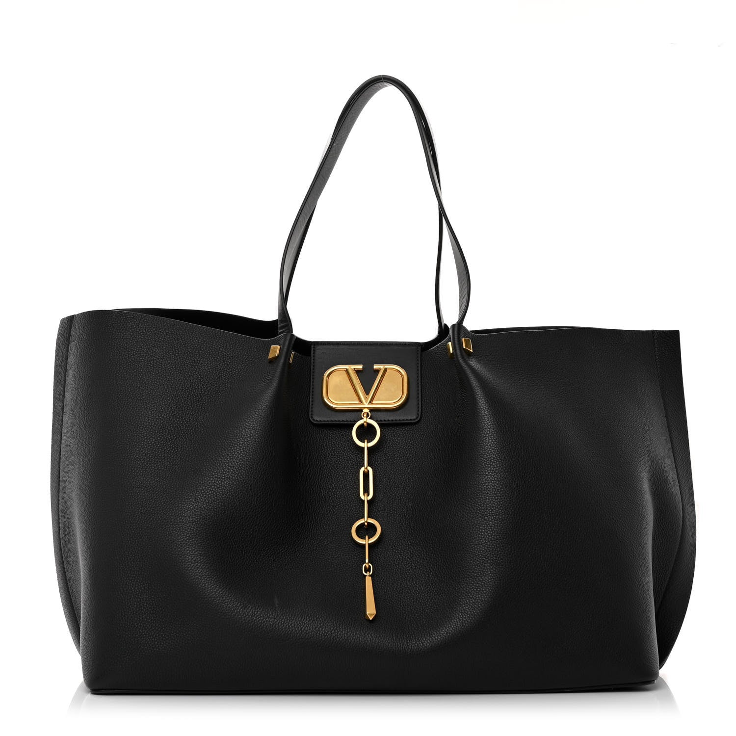 Valentino Garavani Grainy Calfskin Large VLogo Escape Shopper Black 1 of 11