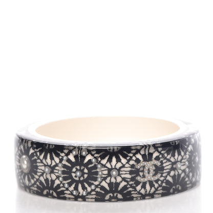 Chanel Resin Pearl Cuff Bangle Bracelet Black 3 of 5