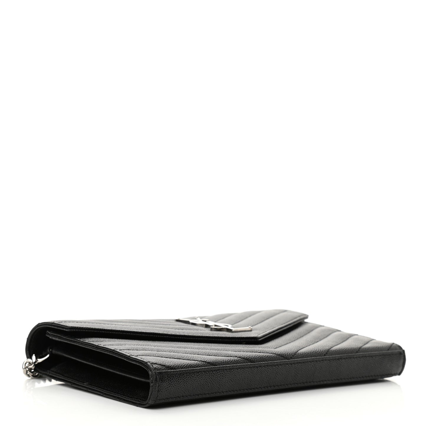 Grain De Poudre Matelasse Chevron Monogram Chain Wallet Black