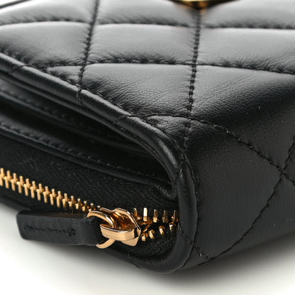 Versace Nappa Quilted Medusa Compact Zip Around Wallet Black 9 of 10