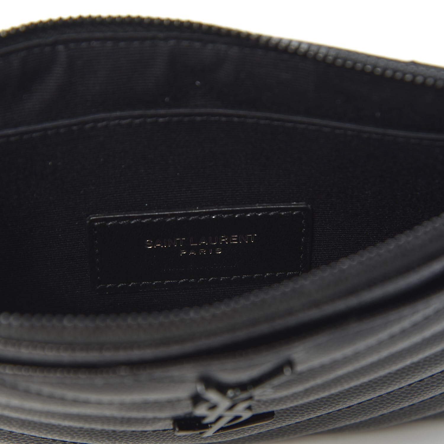 Saint Laurent Grain De Poudre Chevron Monogram Bill Pouch Black 7 of 8