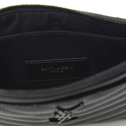 Saint Laurent Grain De Poudre Chevron Monogram Bill Pouch Black 7 of 8