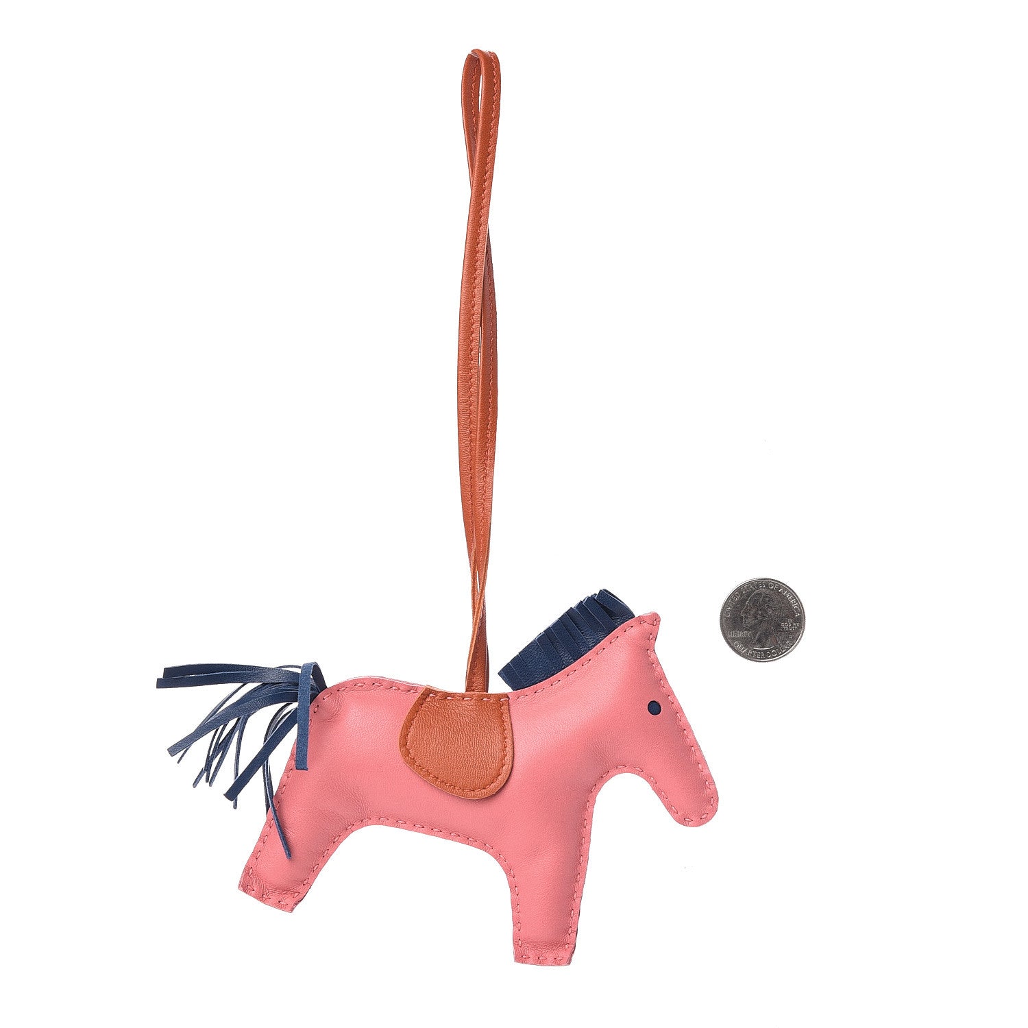 Hermes Milo Lambskin Grigri Rodeo Horse Bag Charm MM Rose Azalee Cornaline Bleu De Malte 2 of 4
