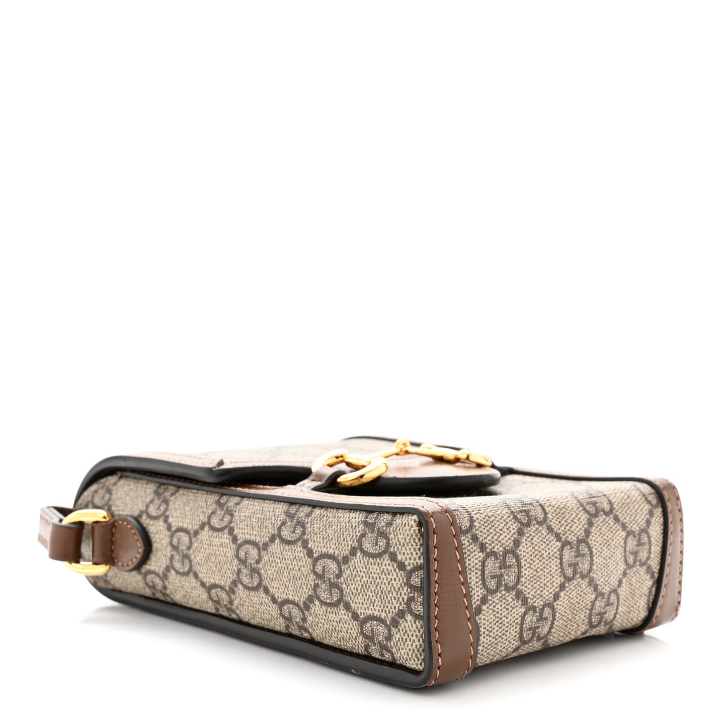 GG Supreme Monogram Mini Horsebit 1955 Crossbody Bag Beige Brown Sugar
