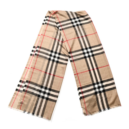 Burberry Wool Silk Gauze Giant Check Lightweight Scarf Archive Beige 2 of 3