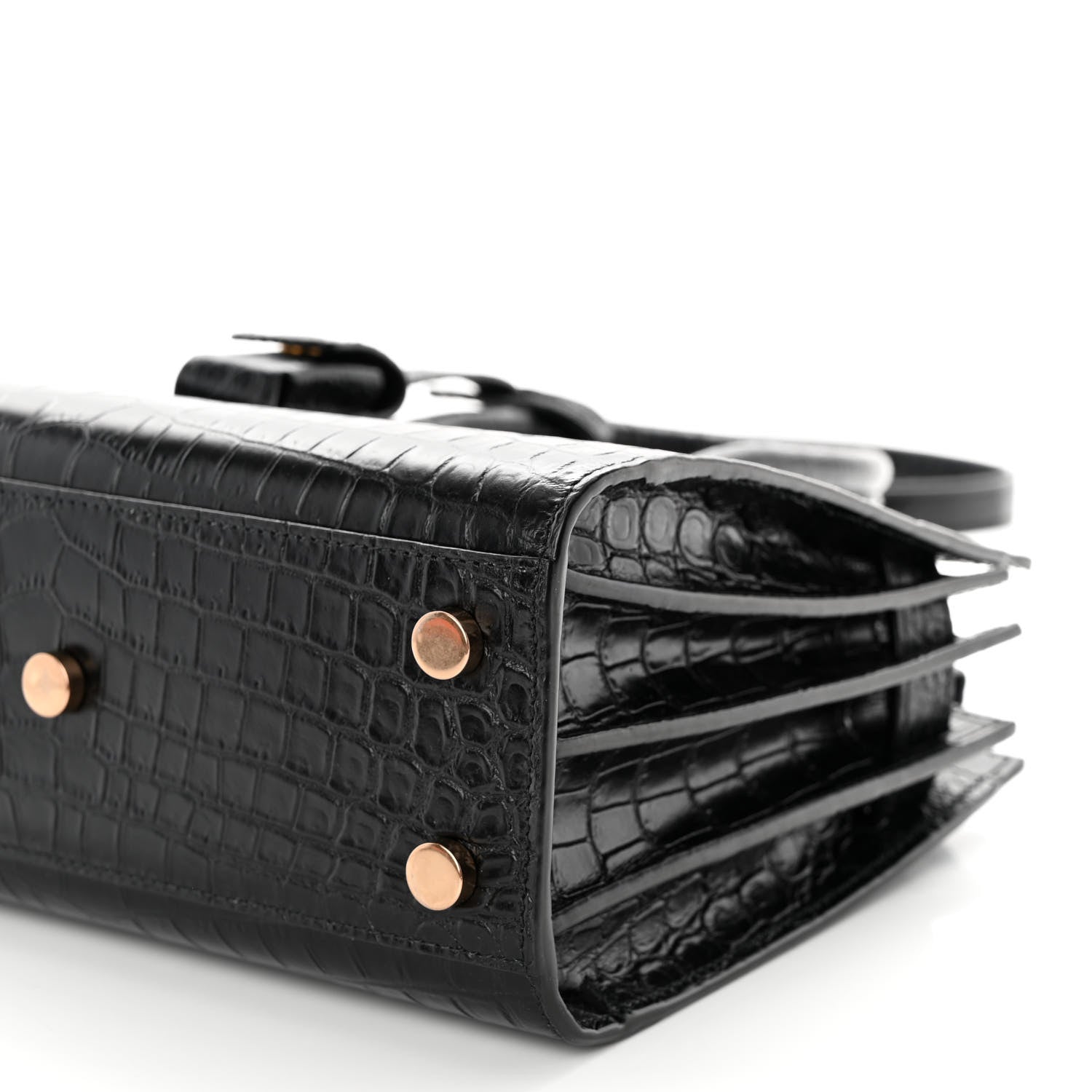 Saint Laurent Calfskin Crocodile Embossed Nano Sac De Jour Black 10 of 10