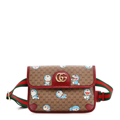 Gucci X DORAEMON Mini Vintage GG Supreme Monogram Web Slim Belt Bag Beige Cherry Red 1 of 11