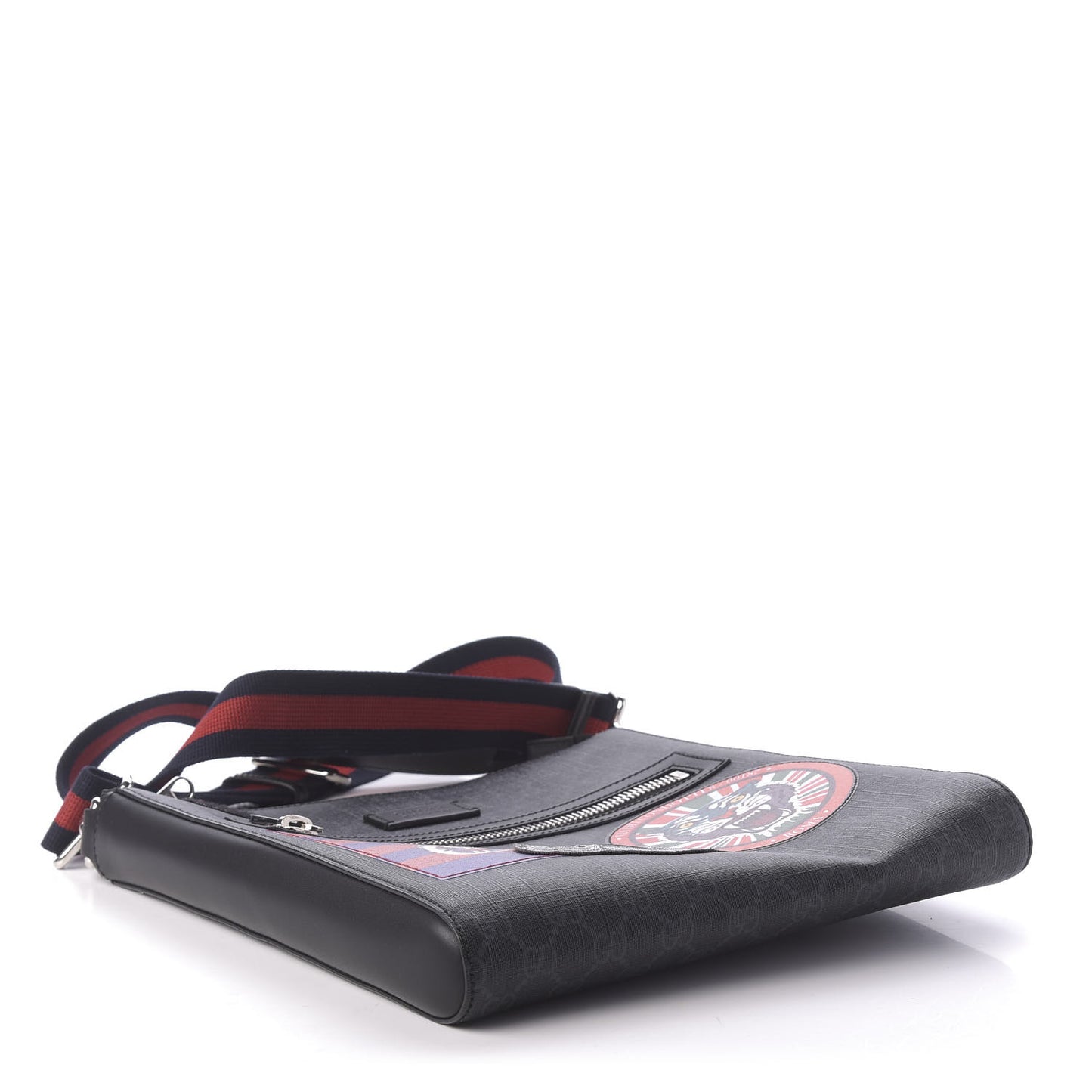 GG Supreme Monogram Night Courrier Flat Messenger Bag Black Multicolor