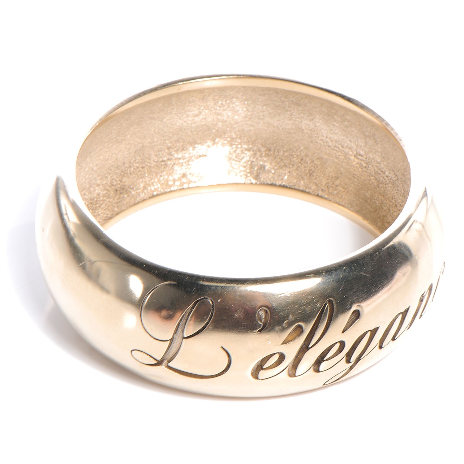 Chanel Wide Metal L'Elegance French Quote Bangle Gold 3 of 5