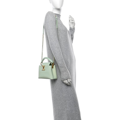 Louis Vuitton Taurillon Summer Stardust Mini Capucines  Vert D'eau 2 of 12