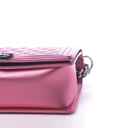 Chanel Metallic Patent Calfskin Quilted Medium Boy Flap Pink 9 of 13