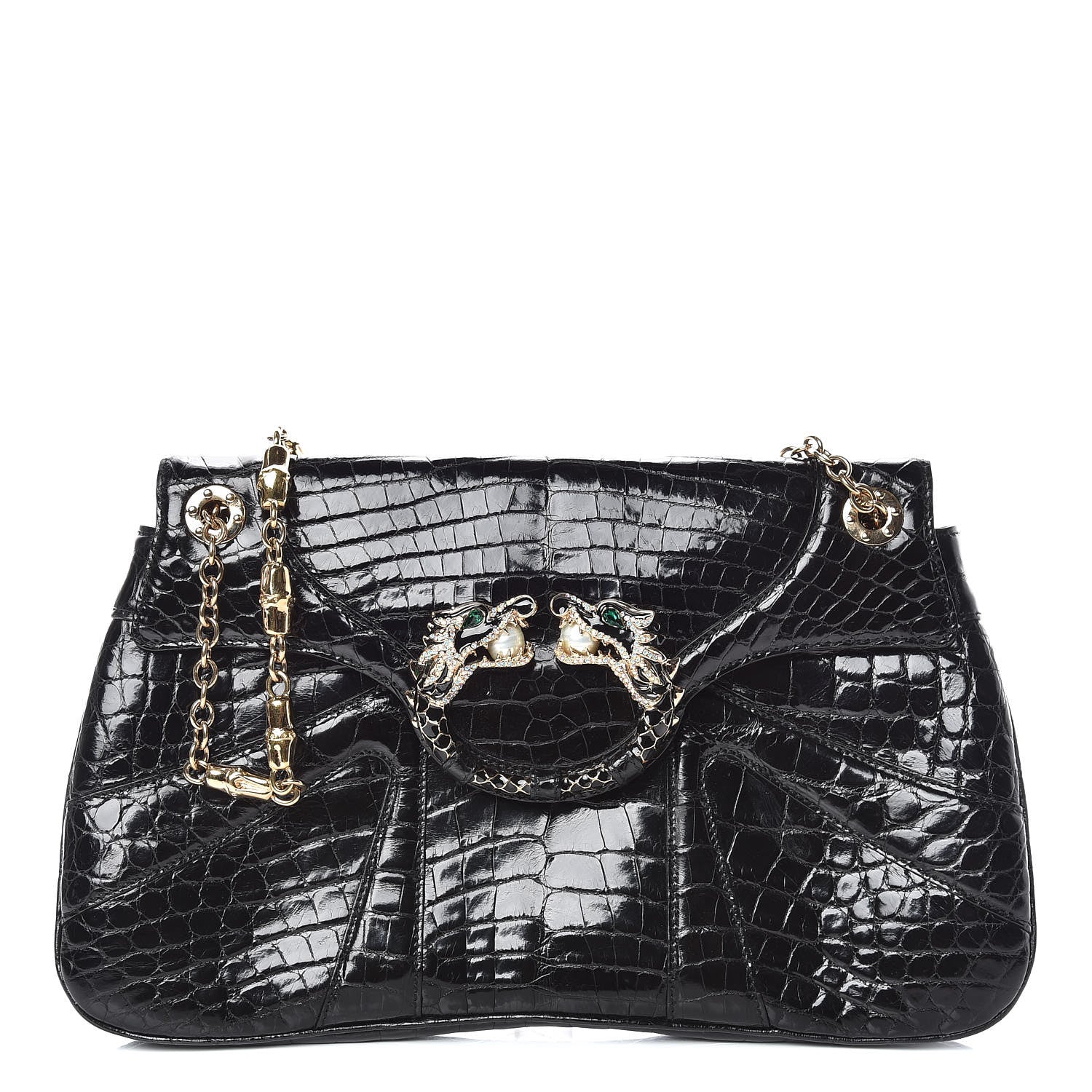 Gucci Crocodile Tom Ford Jeweled Dragon Bag Black 1 of 12