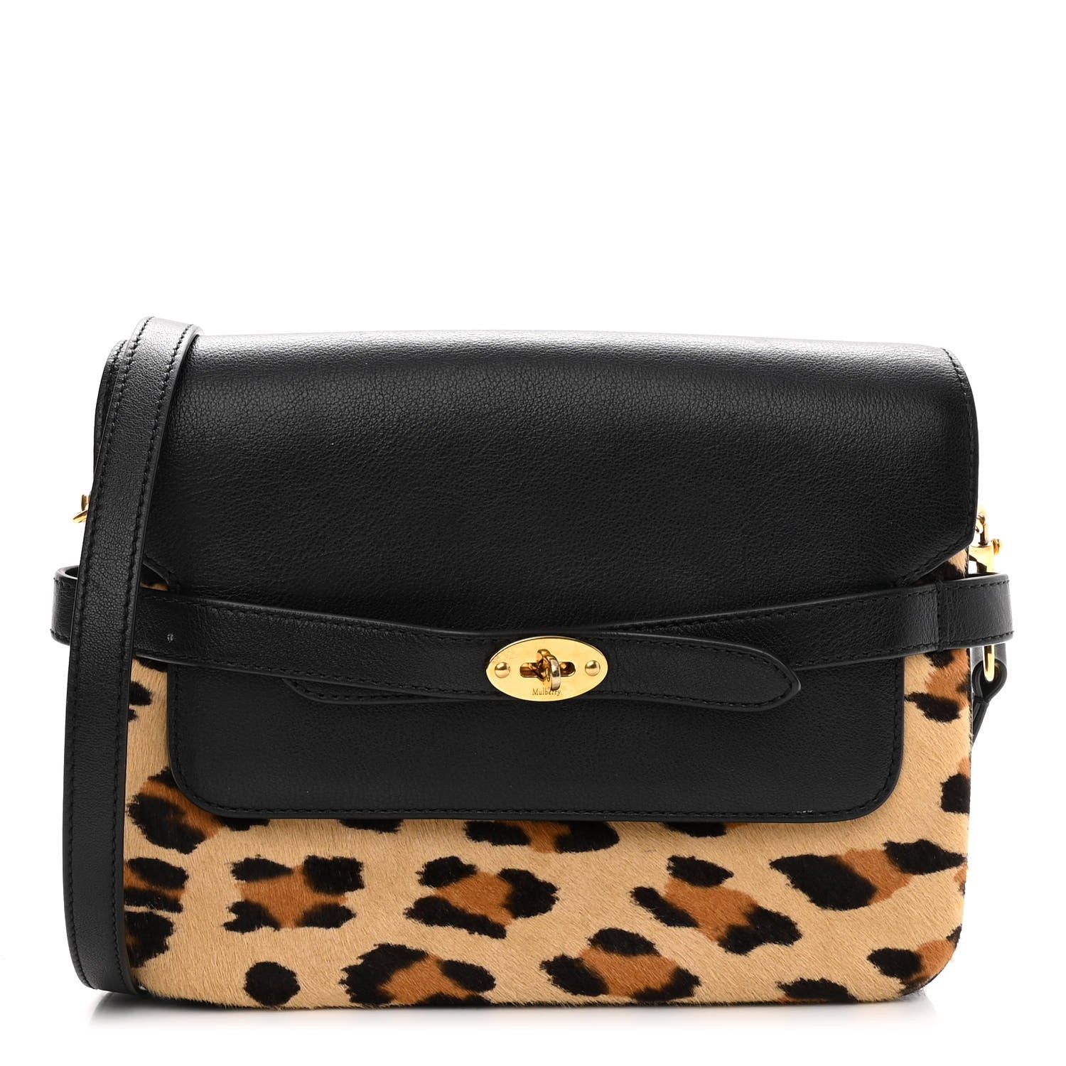 Mulberry Calf Hair Leopard Print Small Classic Belted Bayswater Satchel Black 1 of 11