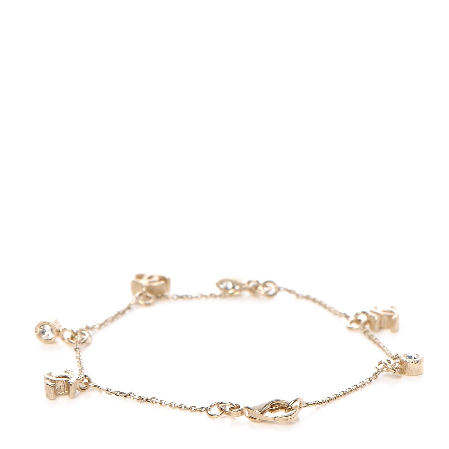 Crystal Charm CC Bracelet Gold