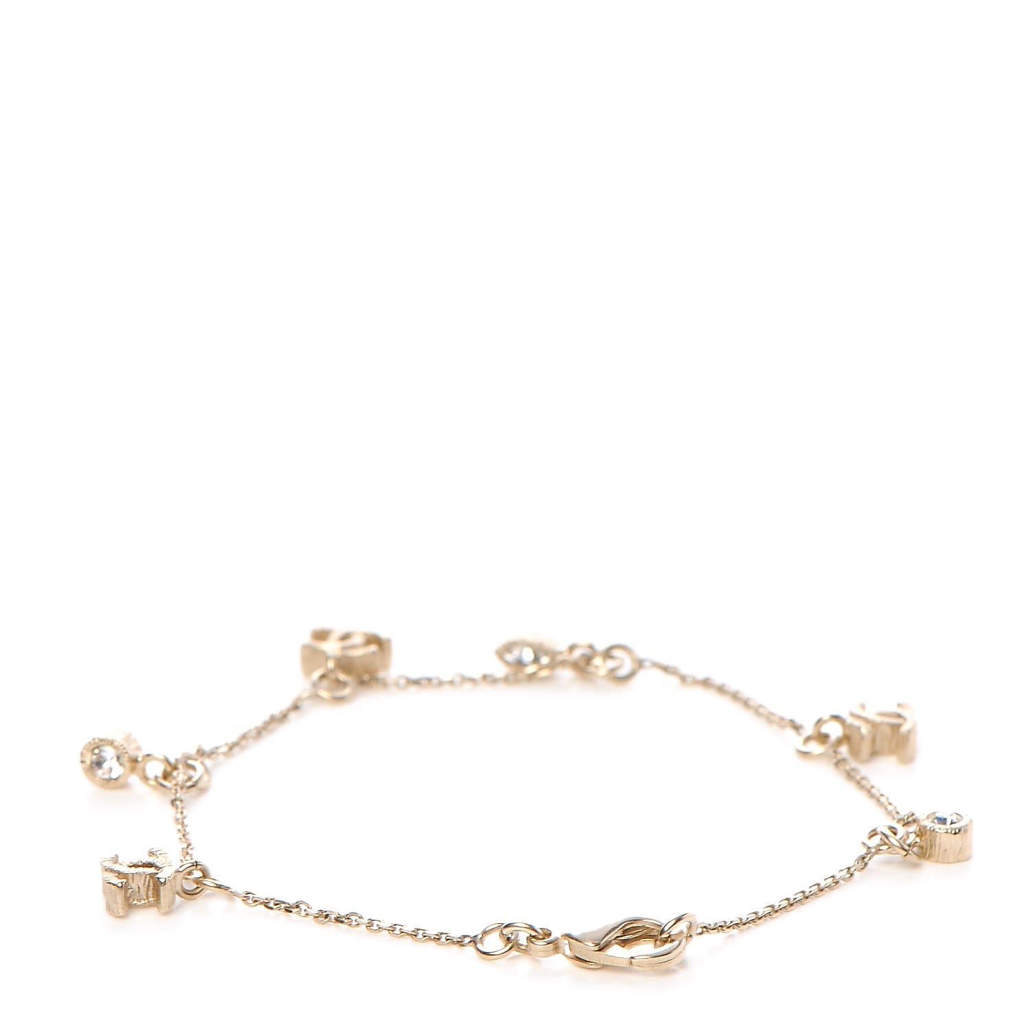 Chanel Crystal Charm CC Bracelet Gold 3 of 4