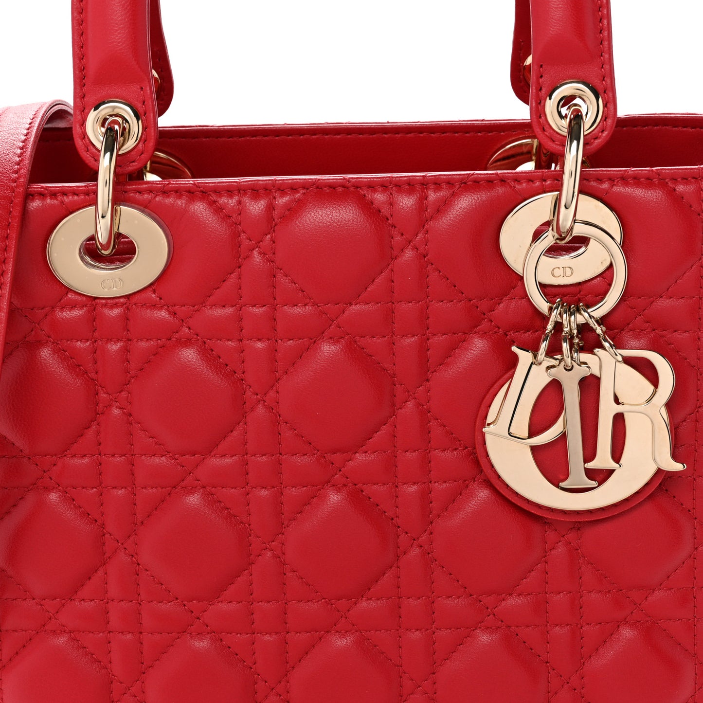 Lambskin Cannage Medium Lady Dior Red
