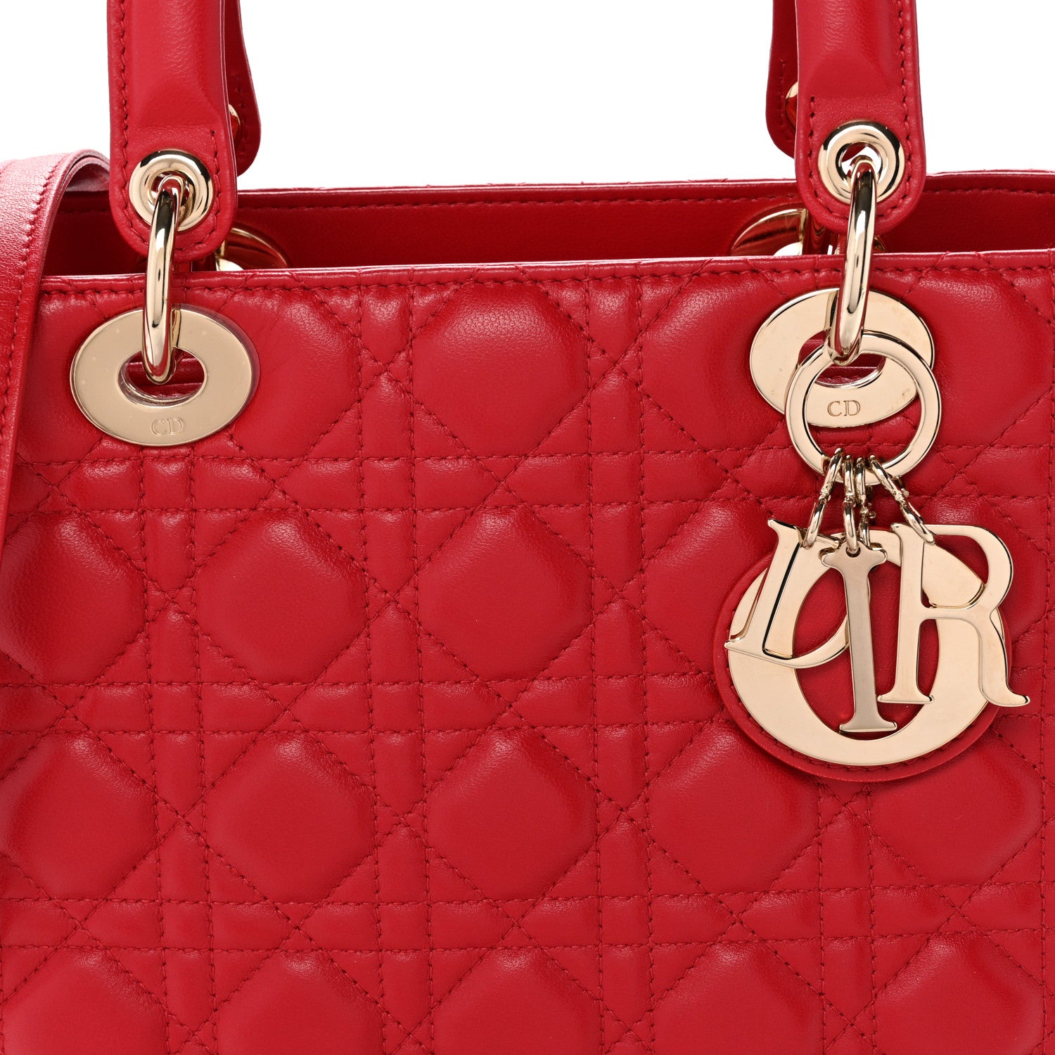 Christian Dior Lambskin Cannage Medium Lady Dior Red 8 of 10