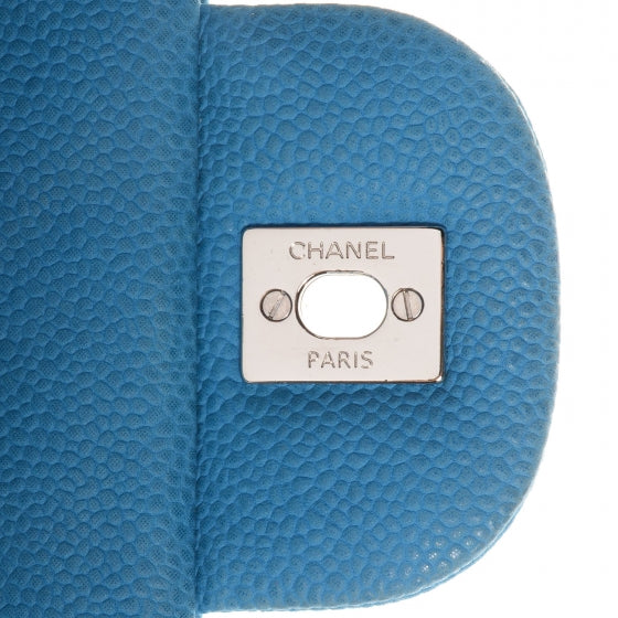 Iridescent Caviar Maxi Double Flap Blue