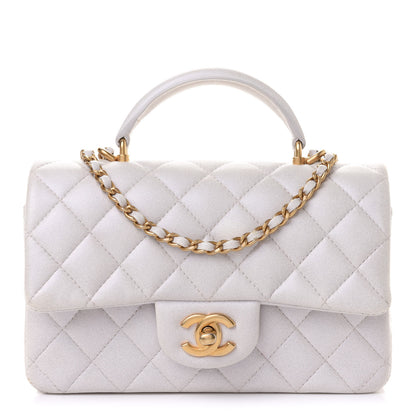 Chanel Iridescent Lambskin Quilted Mini Top Handle Rectangular Flap White 1 of 11