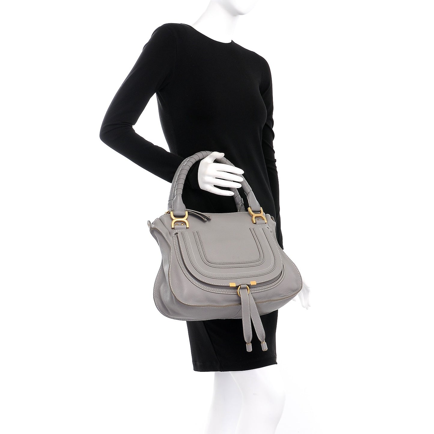 Calfskin Medium Marcie Satchel Cashmere Grey