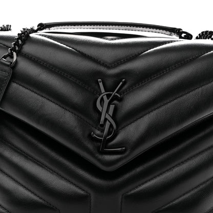 Saint Laurent Calfskin Y Quilted Monogram Monochrome Small Loulou Chain Satchel Black 8 of 11