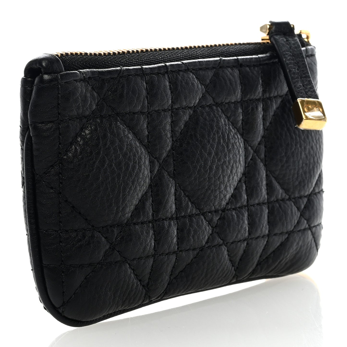 Supple Calfskin Cannage Caro Zipped Key Case Black