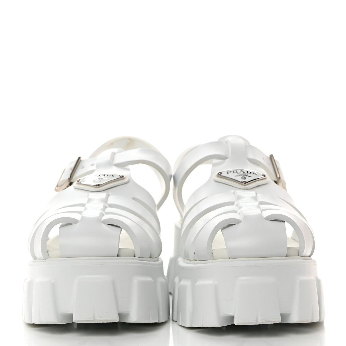 Foam Rubber Metal Triangle Logo Monolith 55mm Cage Sandals 39 White