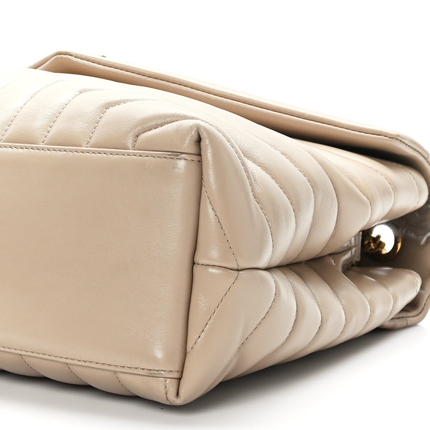 Calfskin Y Quilted Monogram Medium Loulou Chain Satchel Dark Beige