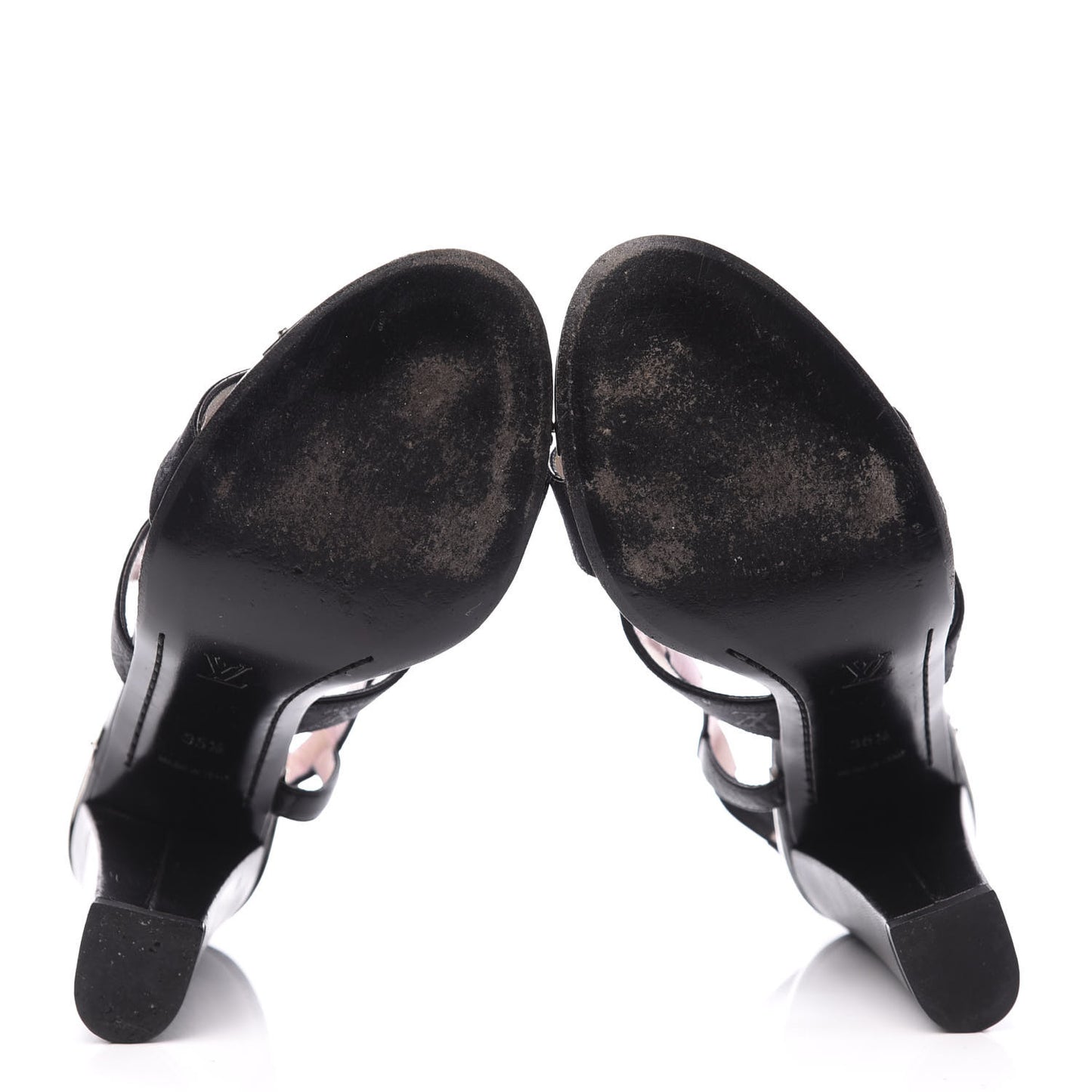 Satin Mini Monogram Heeled Sandals 35.5 Black