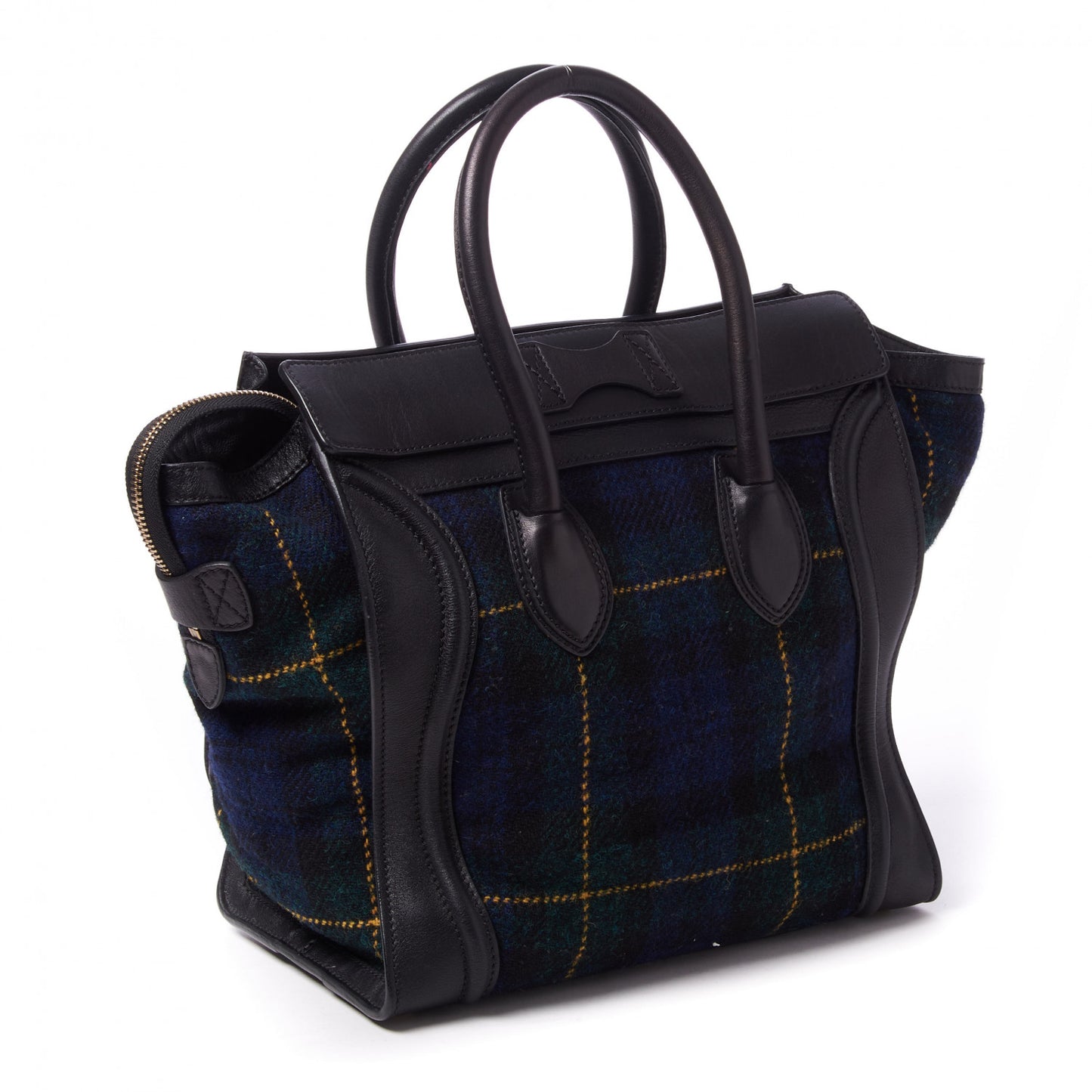 Smooth Calfskin Tweed Tartan Mini Luggage Midnight