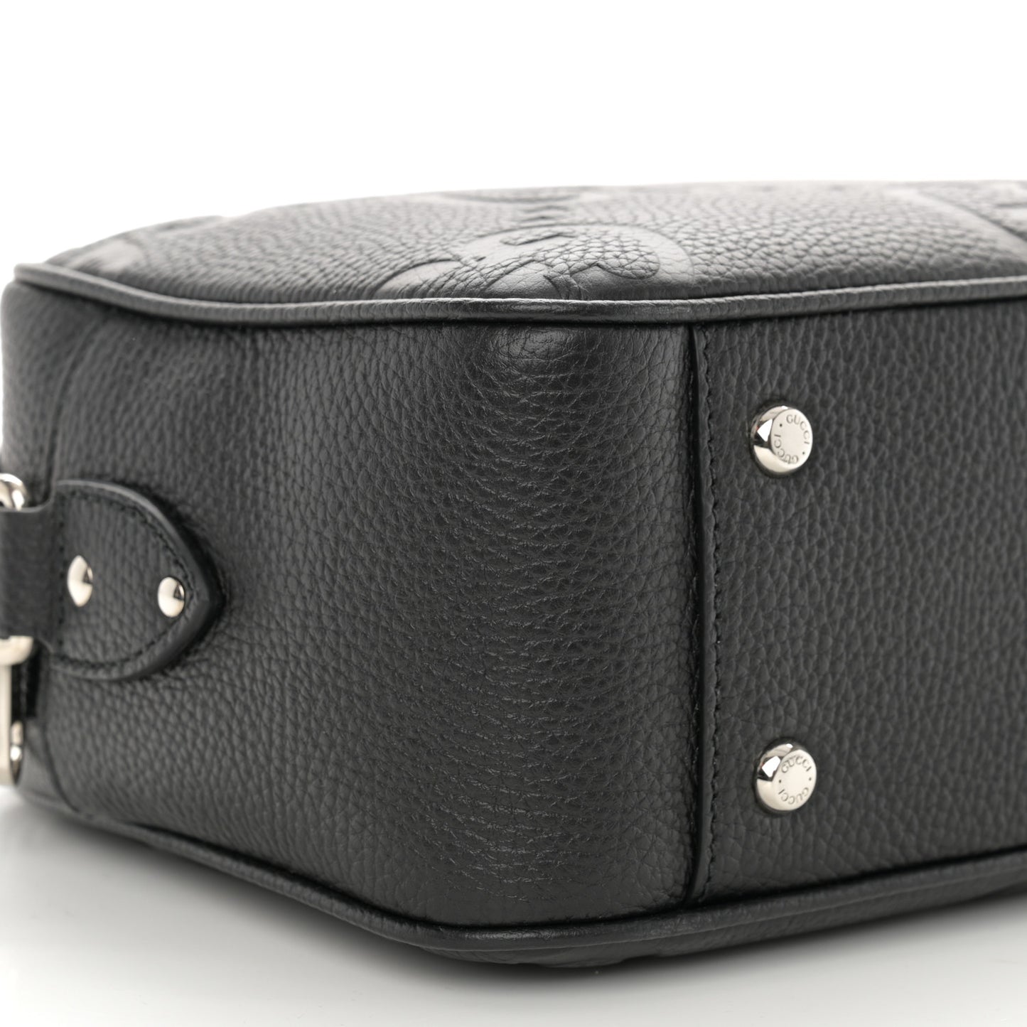 Piuma Calfskin Jumbo GG Embossed Medium Messenger Bag Black