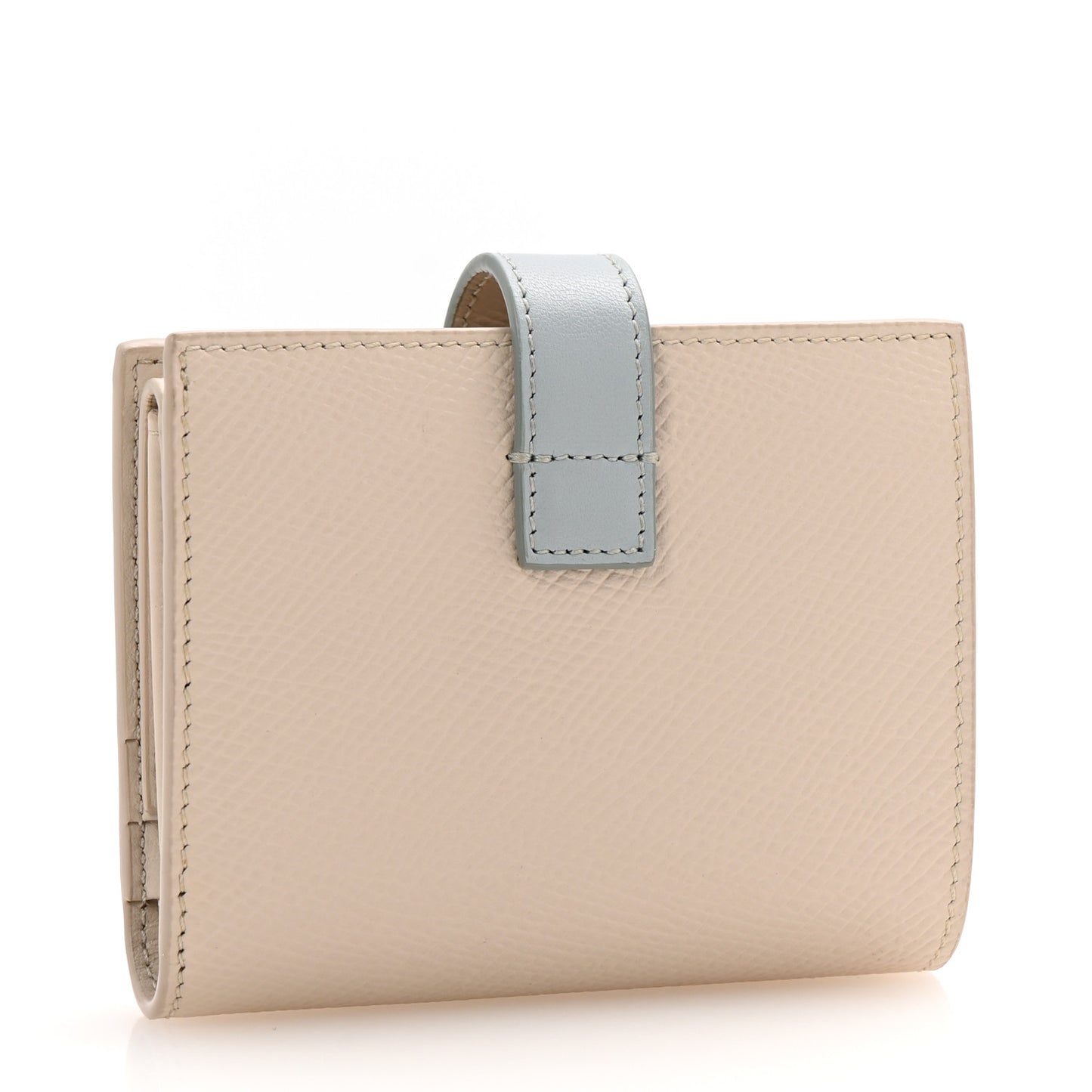 Grained Calfskin Small Multifunction Strap Wallet Light Beige Mineral