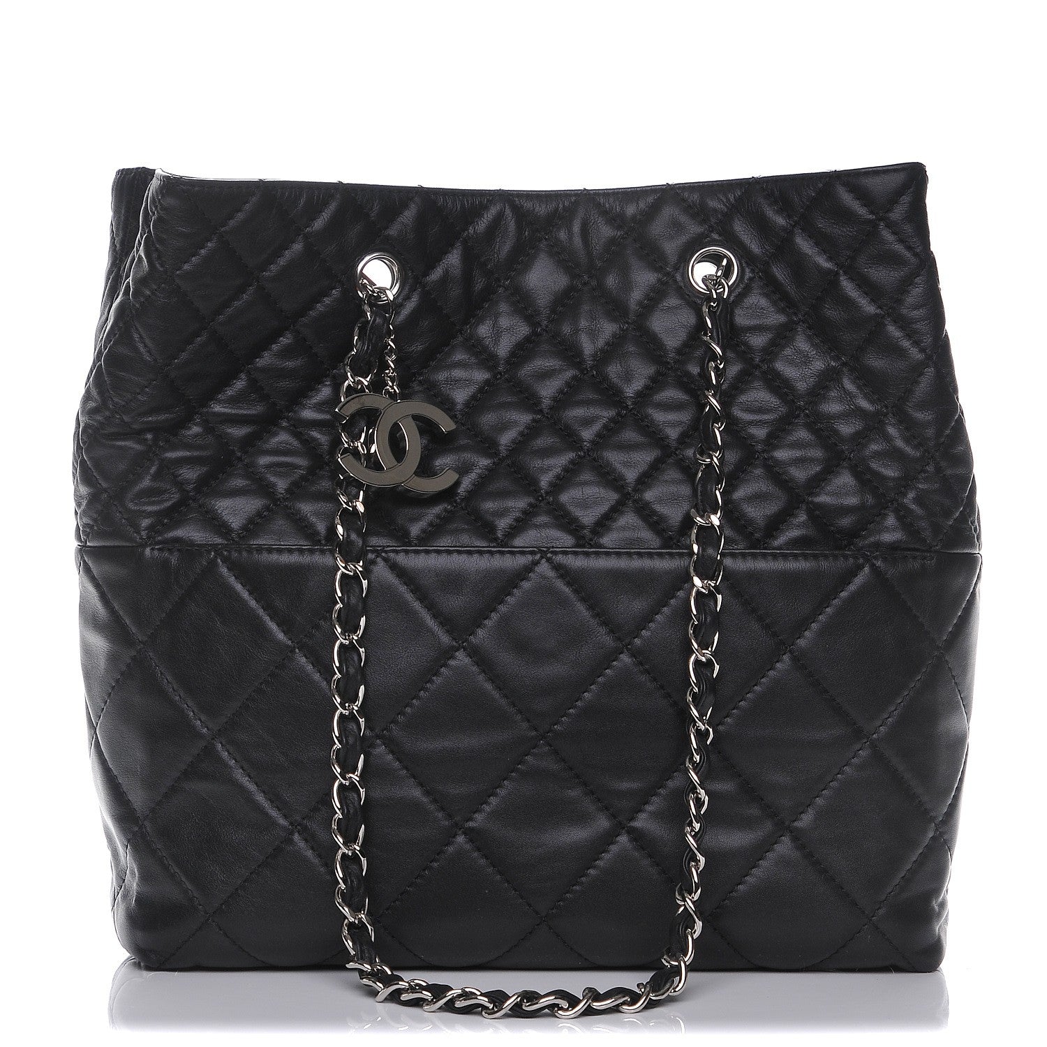 Chanel Calfskin Quilted In The Business North South Tote Black 1 of 7