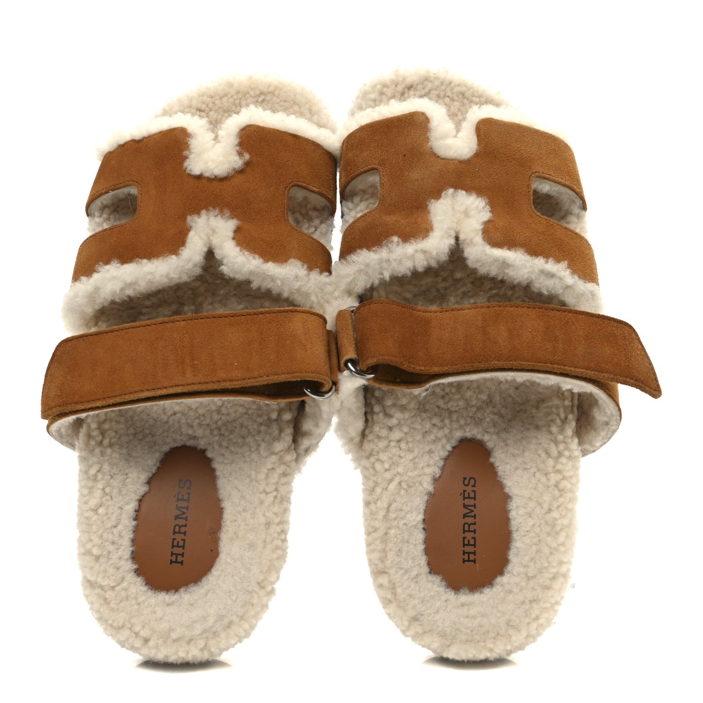 Suede Goatskin Woolskin Womens Chypre Sandals 37 Brun Fume Ecru