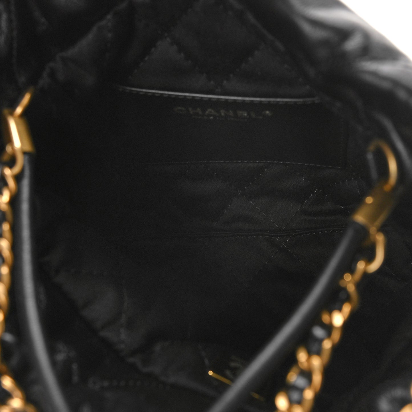 Shiny Calfskin Quilted Mini Chanel 22 Black