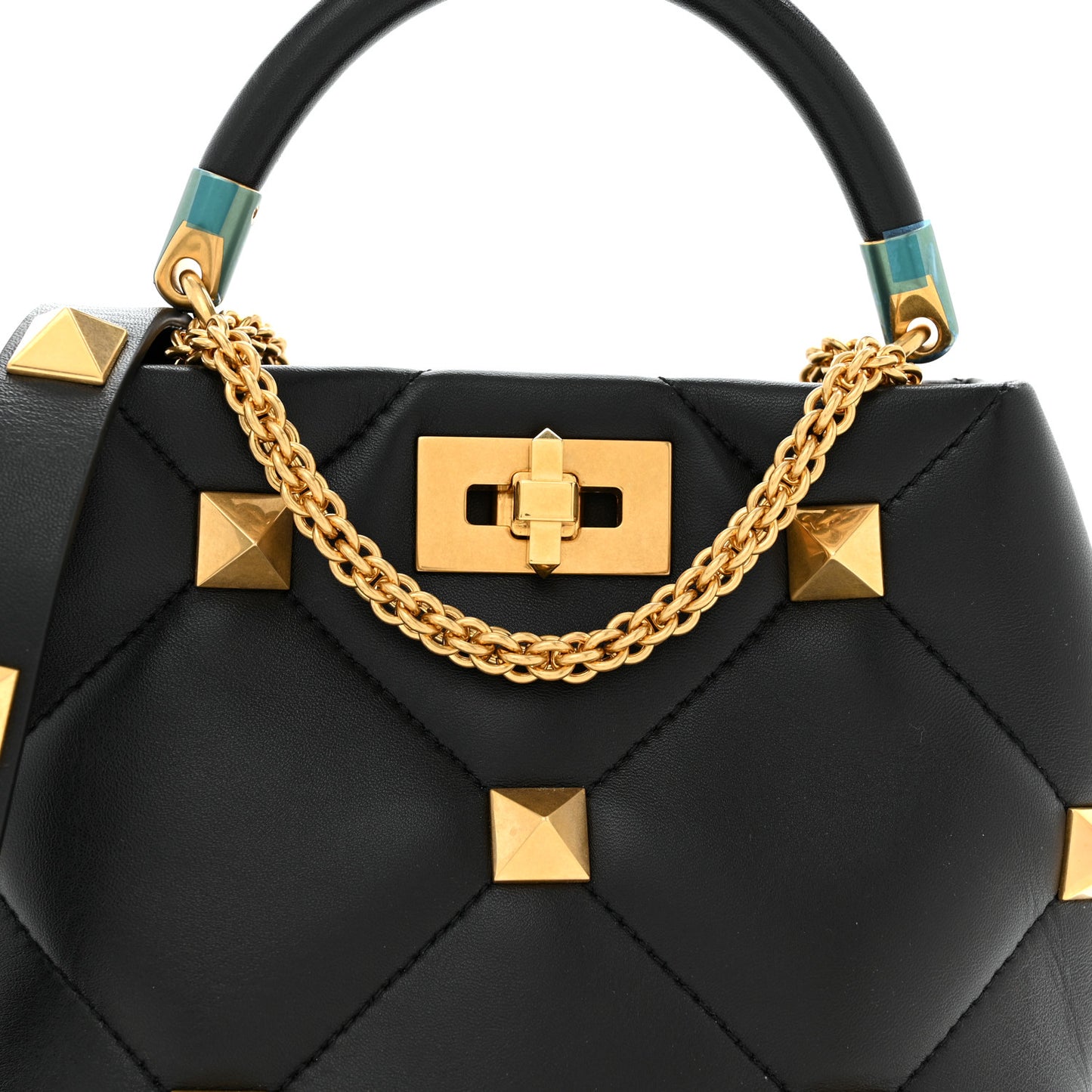 Nappa Small Roman Stud The Handle Bag Black