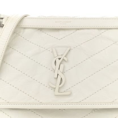 Saint Laurent Crinkled Calfskin Matelasse Monogram Medium Niki Chain Satchel Dirty White 8 of 13