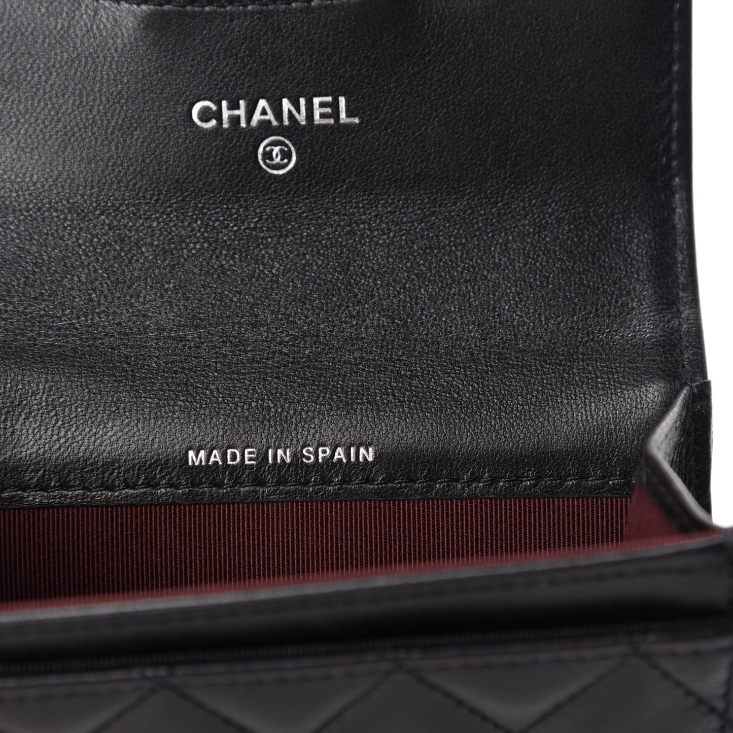Lambskin Quilted Flap Card Holder Black