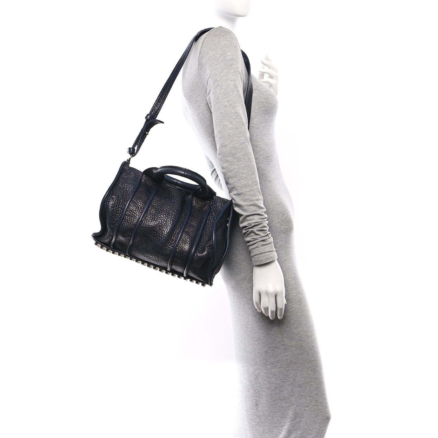 Alexander Wang Pebbled Lambskin Rocco Nickel Hardware Dark Blue 2 of 12