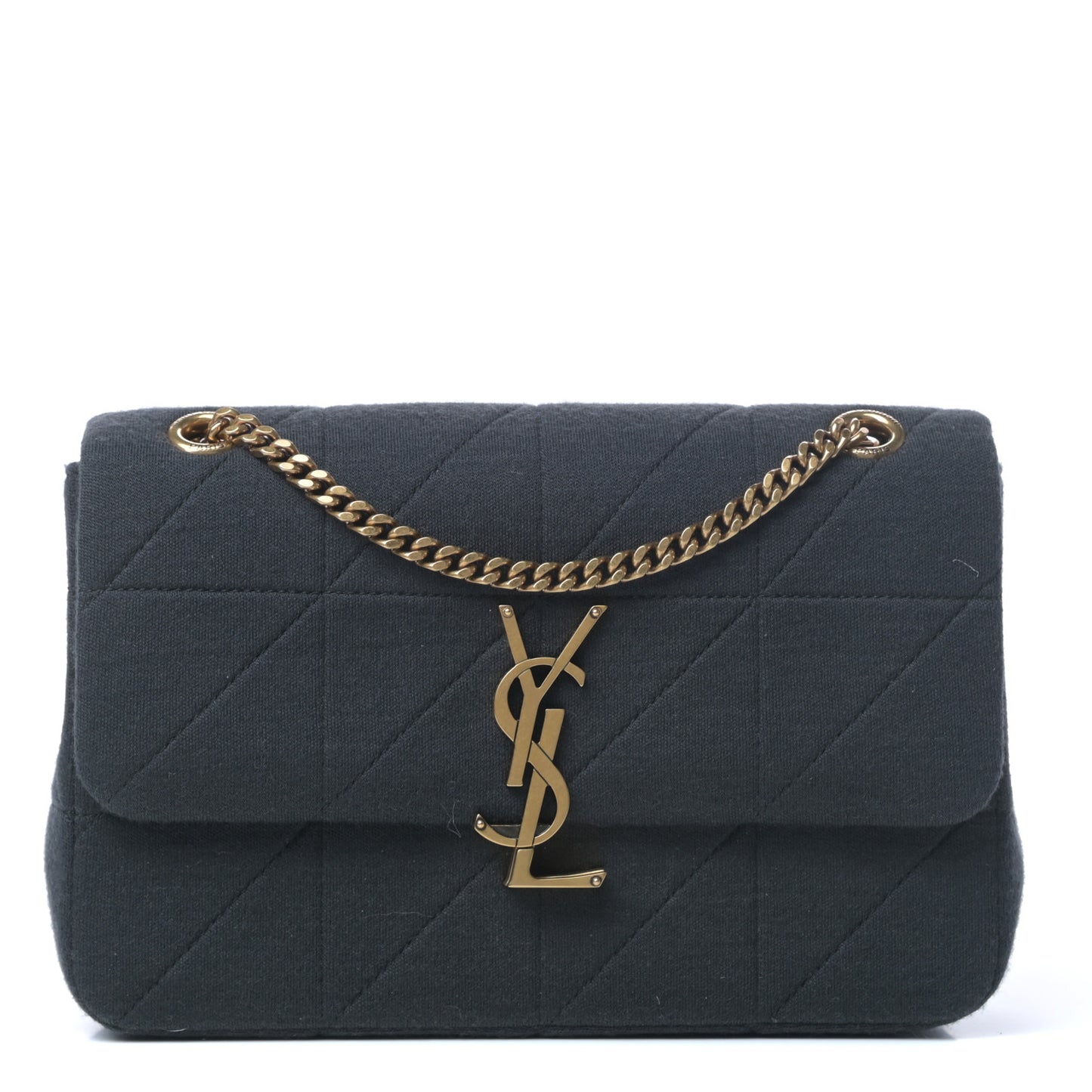 Jersey Wool Patchwork Monogram Medium Jamie Baguette Deep Green