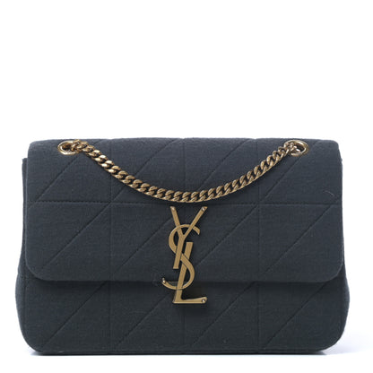 Saint Laurent Jersey Wool Patchwork Monogram Medium Jamie Baguette Deep Green 1 of 8