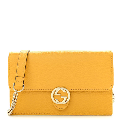 Dollar Calfskin Interlocking G Chain Wallet New Buttercup
