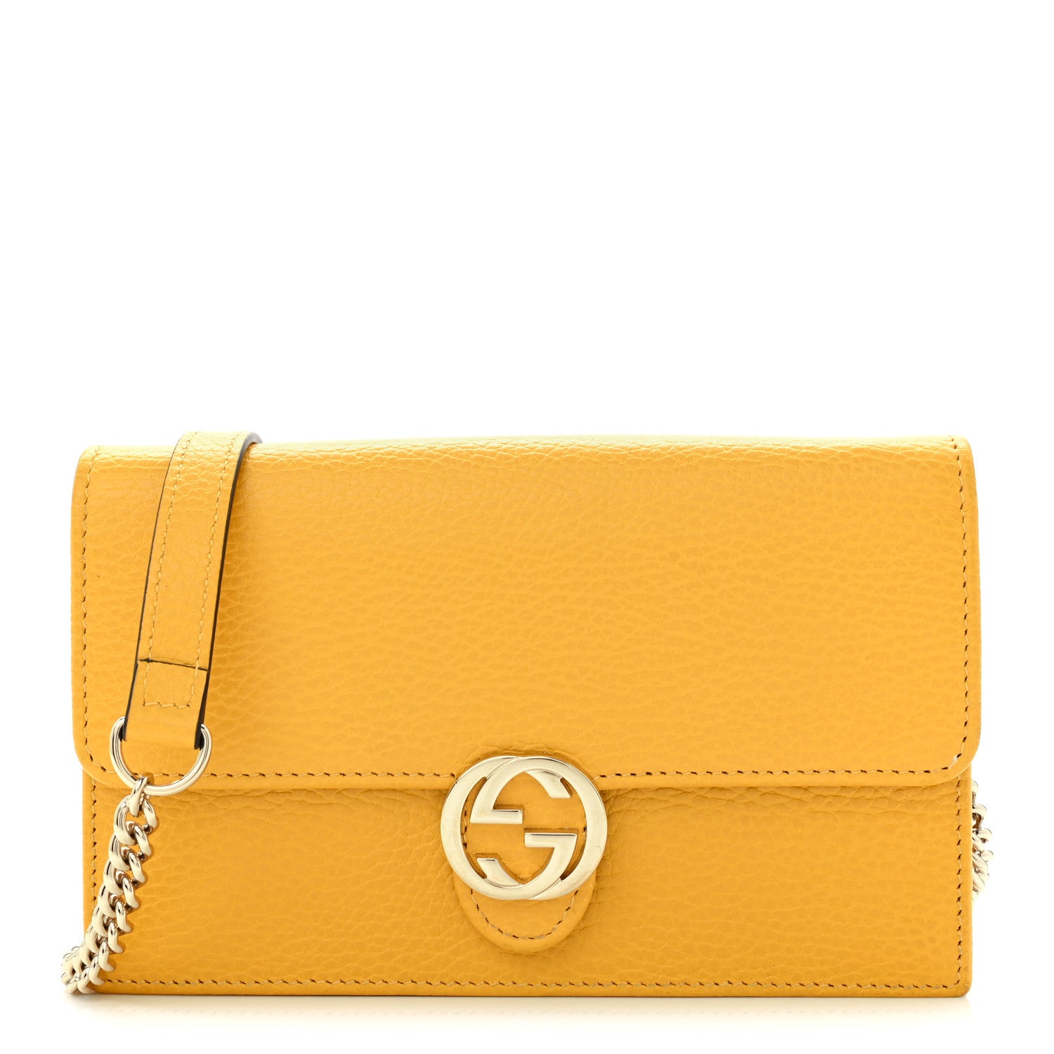 Gucci Dollar Calfskin Interlocking G Chain Wallet New Buttercup 1 of 10