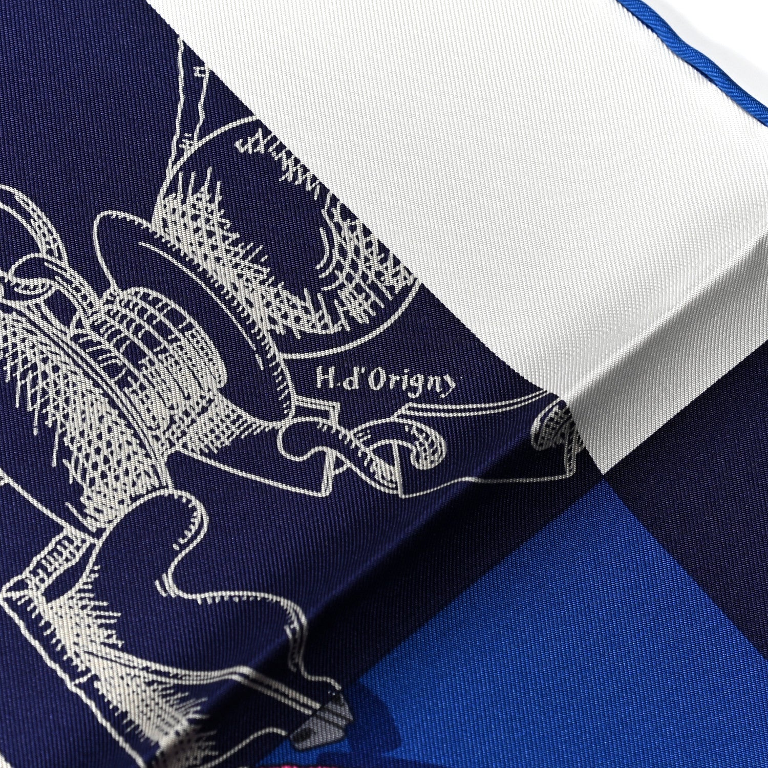 Hermes Silk L'Instruction Du Roy Scarf 90 Indigo Rose 5 of 6